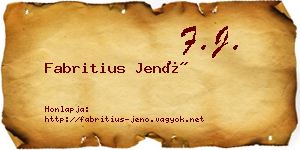 Fabritius Jenő névjegykártya